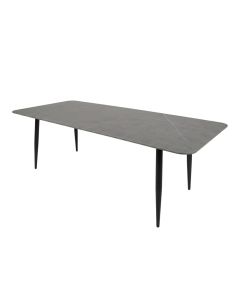 Tavoline per ambient te jashtem, Alumin + qeramike, strukture e zeze, qeramike gri, 220x100xH73 cm