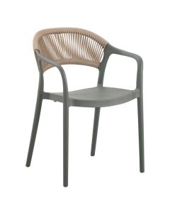 Outdoor chair, PP, PE weave, anthracite color, beige weave, 54x55.5xH77 cm