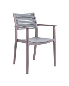 Outdoor chair, metal, PE seat, anthracite color, 54.5x56.5xH85 cm