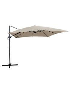 Outdoor umbrella with lapel, Solar LED + battery, Aluminum structure, 3x3m, beige color, warm lighting