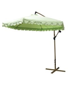 Angle outdoor umbrella, metal, light green color, D3.0 m, jack mechanism