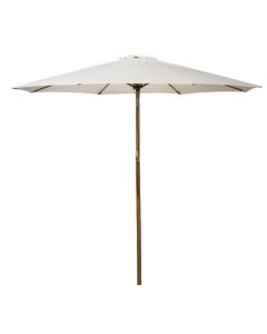 Pull up outdoor sunshade, Metal structure, wood imitation color, light beige cover, D300 cm x H245 cm