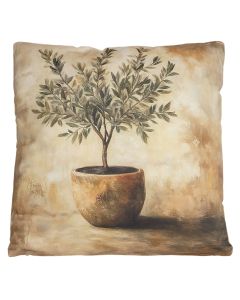 Jastek per ambientin e jashtem, pambuk/mbushje poliester, 45x45 cm, dekor me motive ulliri