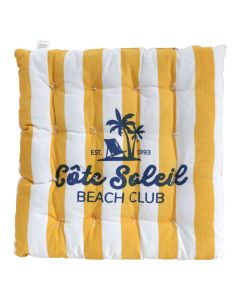 Shilte karrige me lidhëse, pambuk, ngjyre e verdhe me te bardhe, 40x40xH3 cm