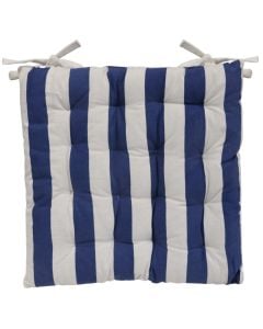 Chair cushion with laces, cotton, blue and white, 40x40xH3 cm