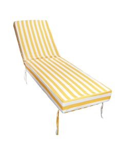 Chaise longue cushion, polyester, yellow and white, 190(75+115)x55x12cm, water and UV resistant
