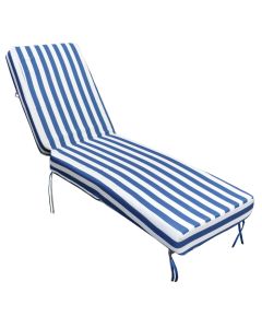 Chaise longue cushion, polyester, blue and white, 190(75+115)x55x12cm, water and UV resistant