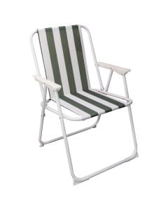 Beach chair, metal/textile, green with white, 52x60xH75 cm