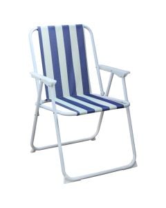 Beach chair, metal/textile, blue and white, 52x60xH75 cm