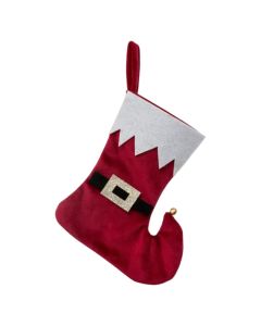 Christmas stocking, natural fiber, red and white color, 16 cm