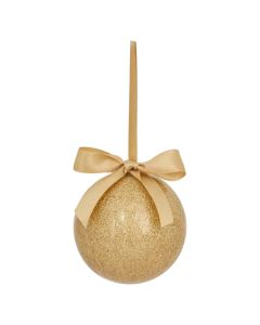 Sfere dekoruese, plastike, ngjyre gold me glitter, D 9 cm