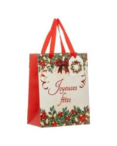 Christmas gift bag with Christmas decoration, L. 17.8 x P. 9.8 x H. 22.9 cm