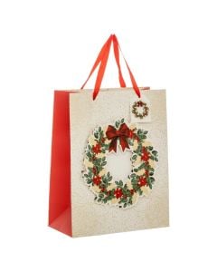 Christmas gift bag with Christmas decoration, L. 26 x P. 12.7 x H. 32.4 cm