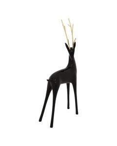 Decorative character, polyresin, Deer, black color with gold, L. 19.5 x D. 9 x H. 40 cm