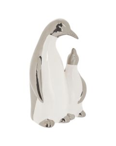 Decorative ceramic figure, Penguin, white and gray color, L. 9.4 x P. 6 x H. 14.5 cm