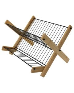Plate holder/coiler, bamboo/metalic, natural/black, 38x31x28 cm