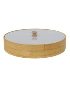 Tea box with 3 compartments, bamboo, natural, Dia. 25 cm