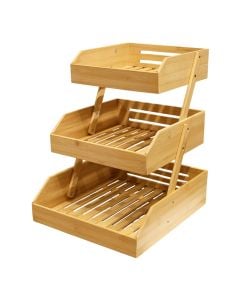3-tier shelf organizer, bamboo, natural, 42x33x30 cm