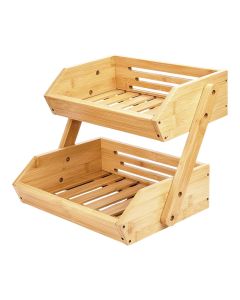 2-tier shelf organizer, bamboo, natural, 28x33x26.5 cm