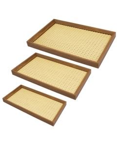 Serving tray set (3 pieces), bamboo, natural, 40.5x3.1 cm / 35.5x25.5 cm / 30.5x20.5 cm
