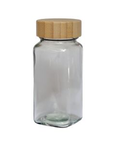 Spice container, glass/wood, transparent/natural, Dia. 5 x H 11 cm