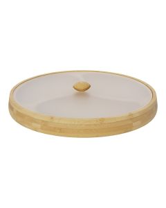 Tea box with 3 compartments, bamboo, natural, Dia. 28 cm