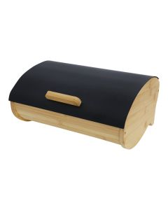 Bread container, bamboo, natural/black, 35x25x17 cm