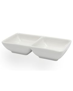 2-section appetizer plate, ceramic, white, 5.75x3 cm