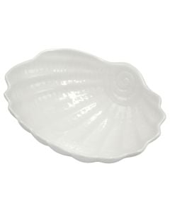 Shell-shaped antipasti bowl, ceramic, white, 15.5x12.5x5 cm