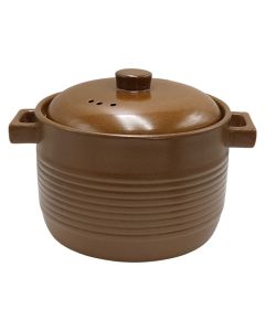 Casserole with lid, ceramic, brown, 4.8 L