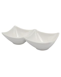 2-section appetizer plate, ceramic, white, 16.6x7.7x4 cm