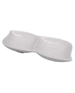 2-section appetizer plate, ceramic, white, 16.6x7.7x4 cm