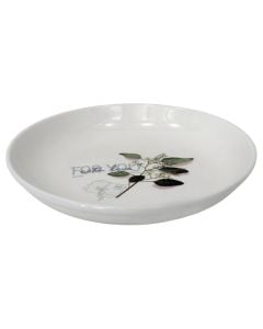 Soup plate, ceramic, white with a floral design, Dia. 18 cm