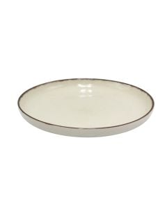 Serving plate, ceramic, ceramic, white with a grey outline, Dia. 15 cm