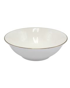 Tas, qeramikë, e bardhë me konturnë floriri, Dia. 15 cm