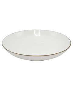 Soup plate, ceramic, white with a gold outline, Dia. 18 cm