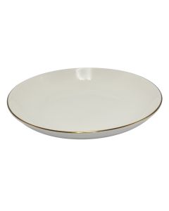 Serving plate, ceramic, ceramic, white with a gold outline, Dia. 25.5 cm