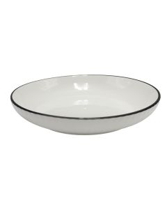 Serving plate, ceramic, ceramic, white with a blue outline, Doa. 20 cm