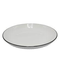 Serving plate, ceramic, ceramic, white with a blue outline, Dia. 25 cm