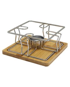Chafing dish, stainless steel/wood, natural/silver color, 14.5x6.5 cm