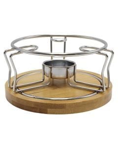 Chafing dish, stainless steel/wood, natural/silver color, 14.5x7.5 cm