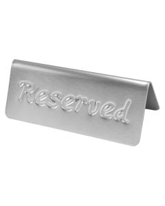 Label 'Reserved', stainless steel, silver color, 12×5 cm