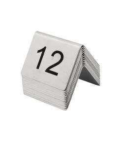 Table numbers 1-12, stainless steel, silver color, 5×5 cm