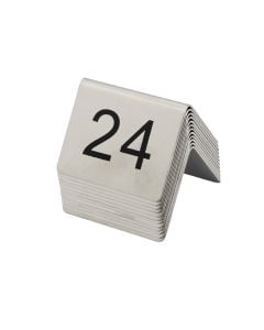 Table numbers 13-24, stainless steel, silver color, 5×5 cm