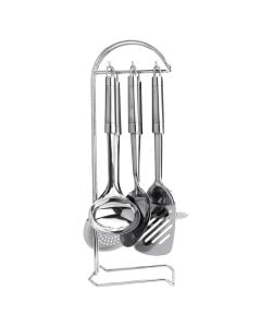 Kitchen accessories and holder, stainless steel, silver color, 6 pieces, 44x14 cm