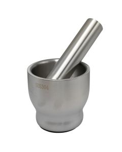 Pestle and mortar, stainless steel, silver color, Dia. 10 cm