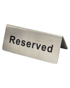 Label 'Reserved', stainless steel, silver color, 12×5 cm