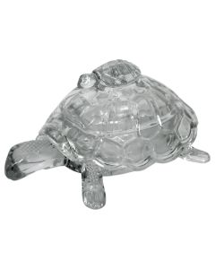 Turtle-shaped candy holder, glass, transparent, 26x16 cm