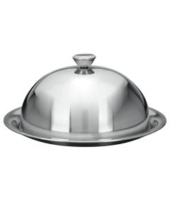 Bell jar with base plate, stainless steel, silver color, 26x13.5 cm / Dia. 30 cm