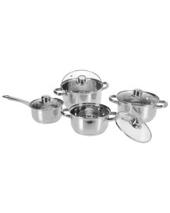 Set me tenxhere me kapakë (8 copë), inoks, ngjyra argjend, 1.1L/1.7L/2.4L/3.3L